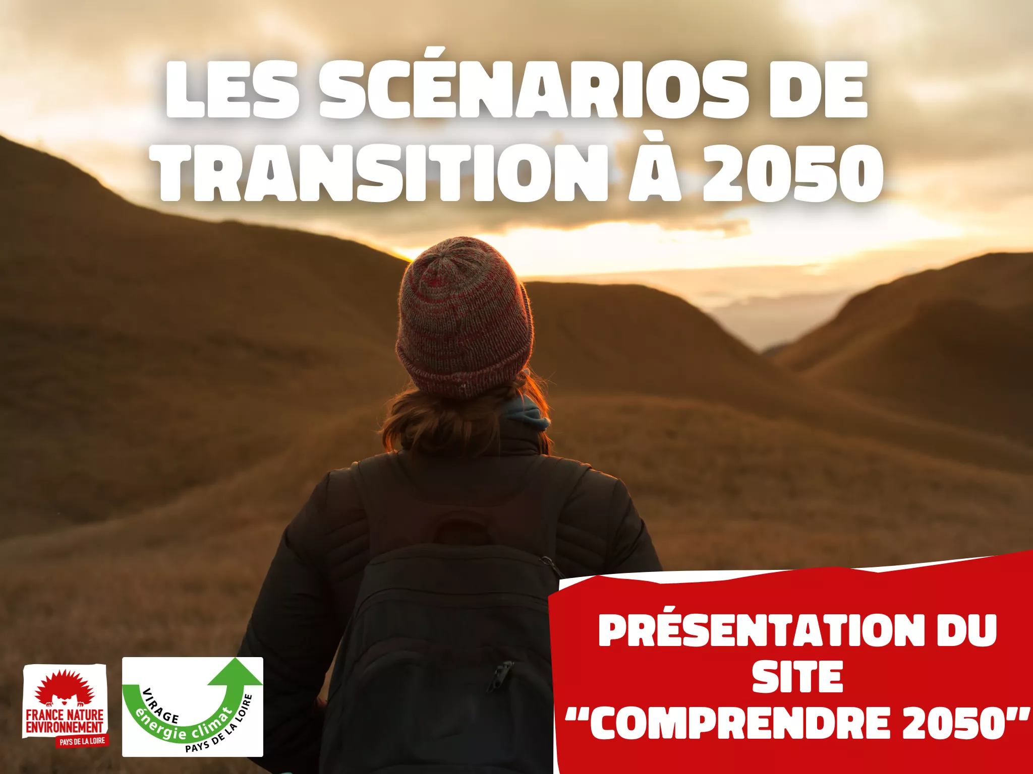 femme de dos avec un bonnet regardant le soleil se lever sur les montagnes