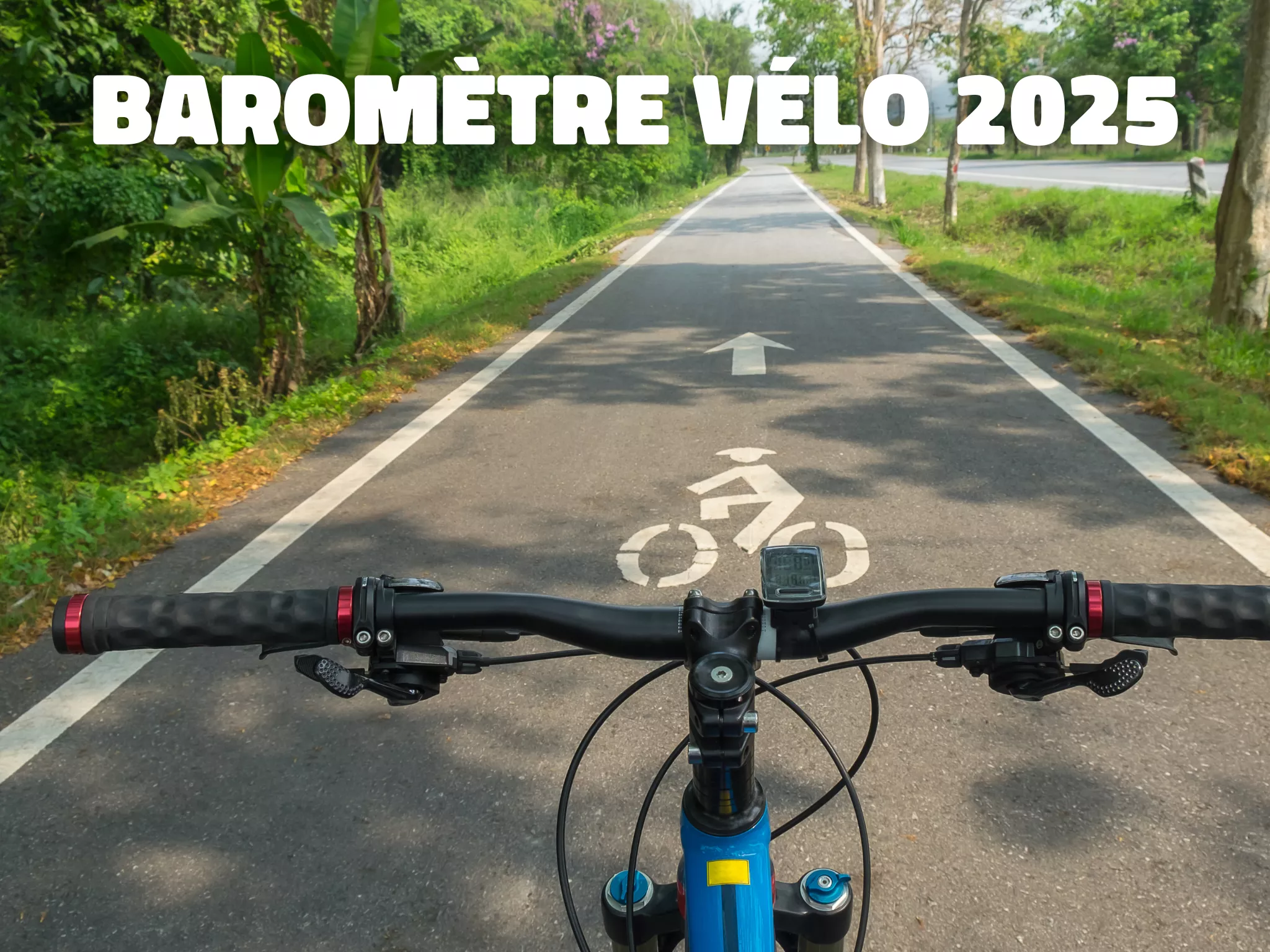 Guidon de vélo sur une piste cyclable