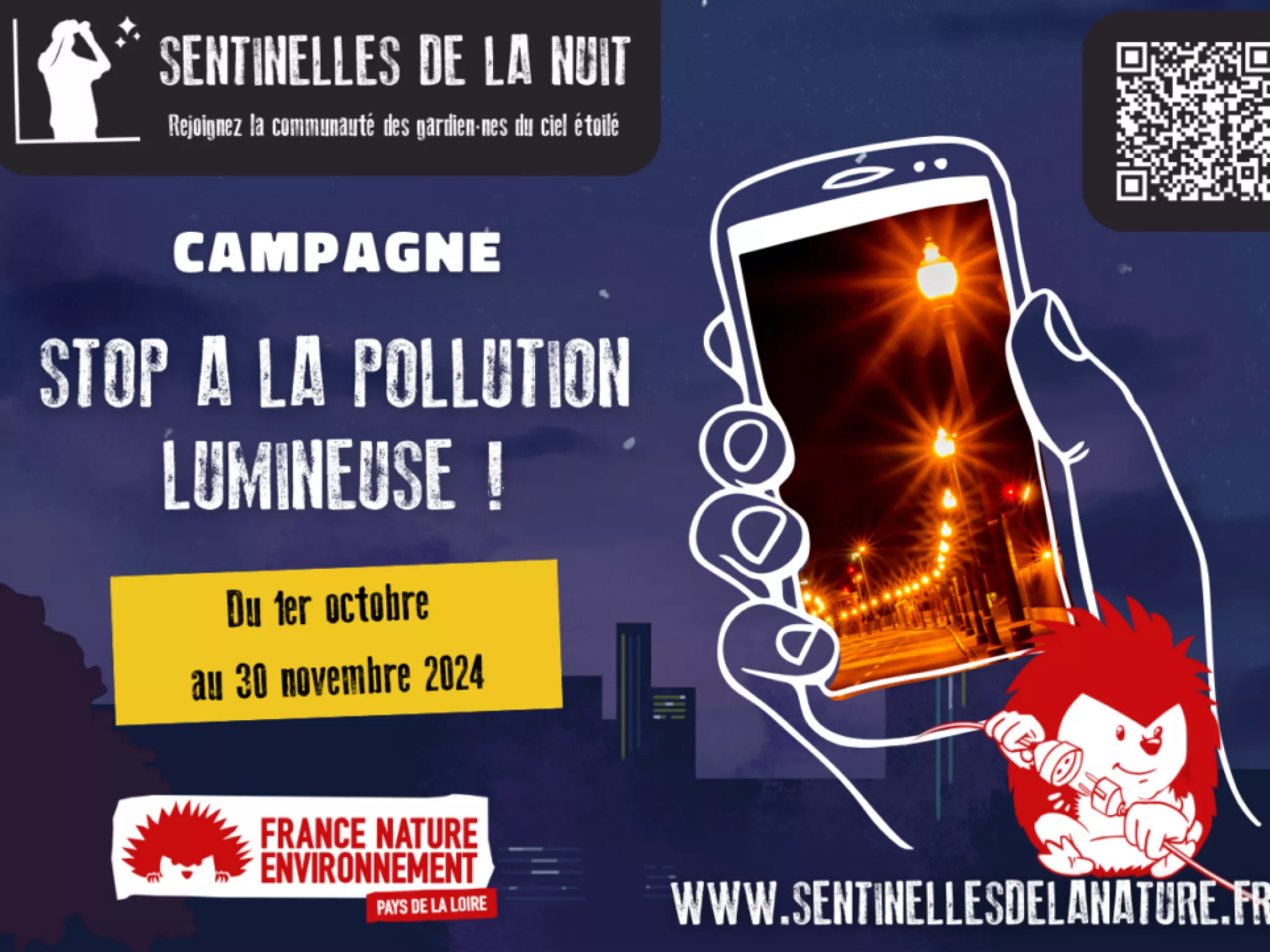 affiche de la campagne, smartphone avec des éclairages boules illégaux