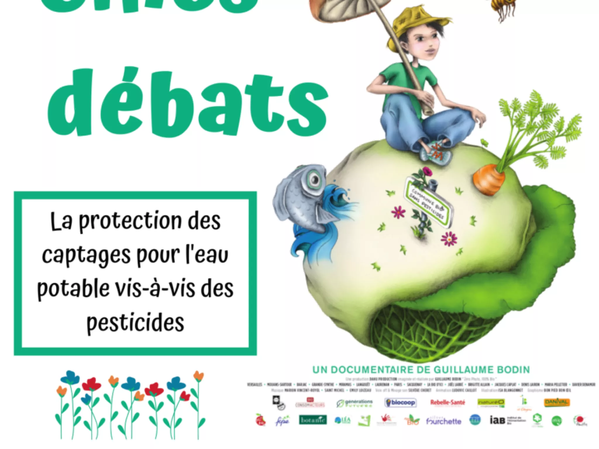 affiche film petit garçon sur un chou avec un champignon et un poisson