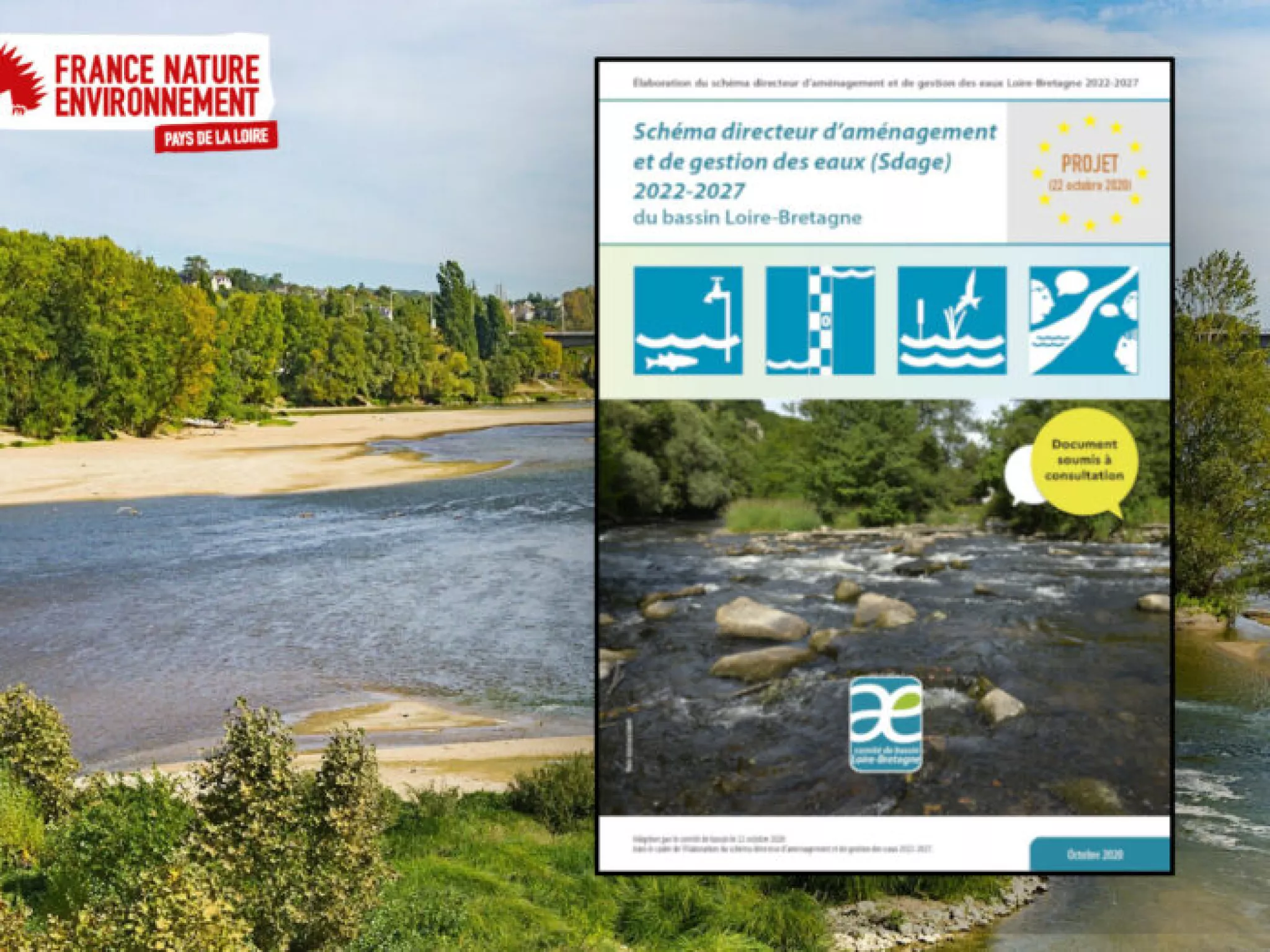 bords de Loire et première page du SDAGE