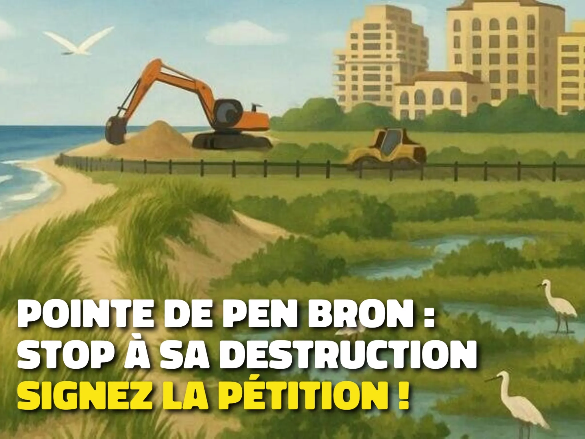 illustration tractopelles dans dune et marais