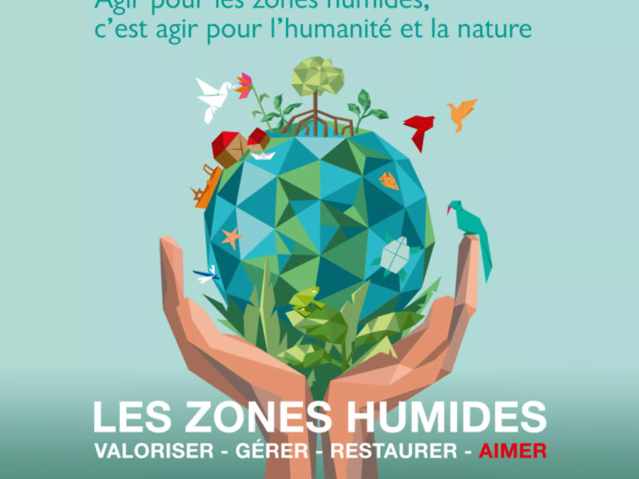 terre entre des mains en origami