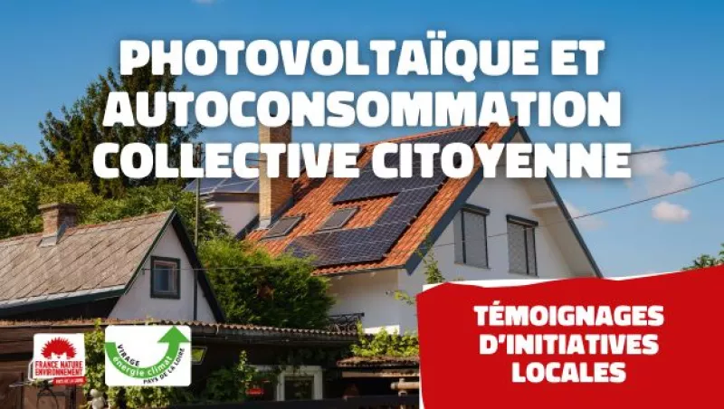 Photo d'un maison individuelle avec des panneaux PV sur le toit. PV et autoconsommation collective citoyenne : témoignages d'initiatives locales.